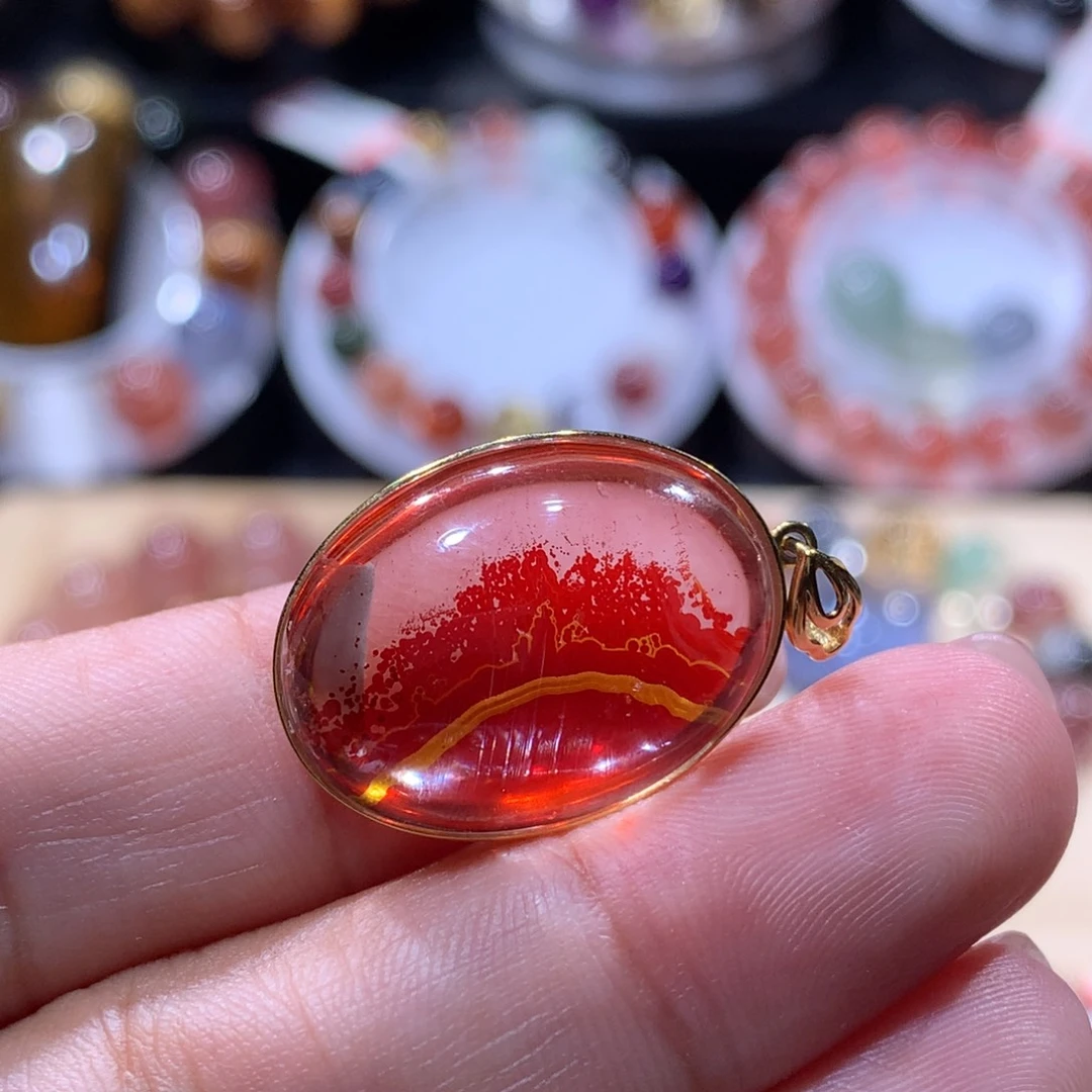 吊坠(不含链)水晶18K金镶嵌锦鲤胶花吊坠