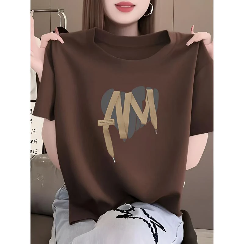 短袖T恤女夏季韩版潮宽松正肩圆领半袖女士体恤洋气爆款百搭上衣