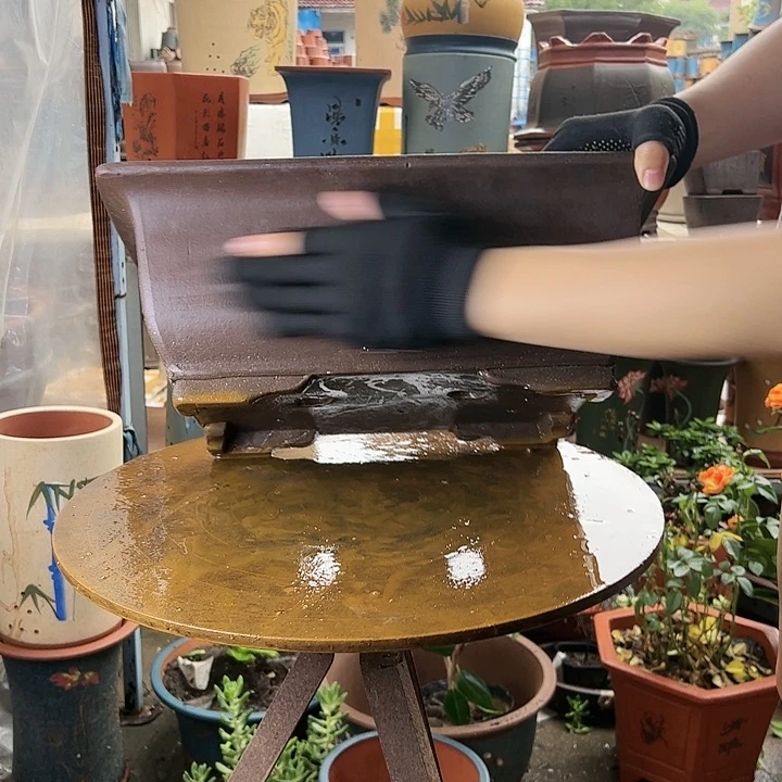 宜兴紫砂花盆40素面马槽