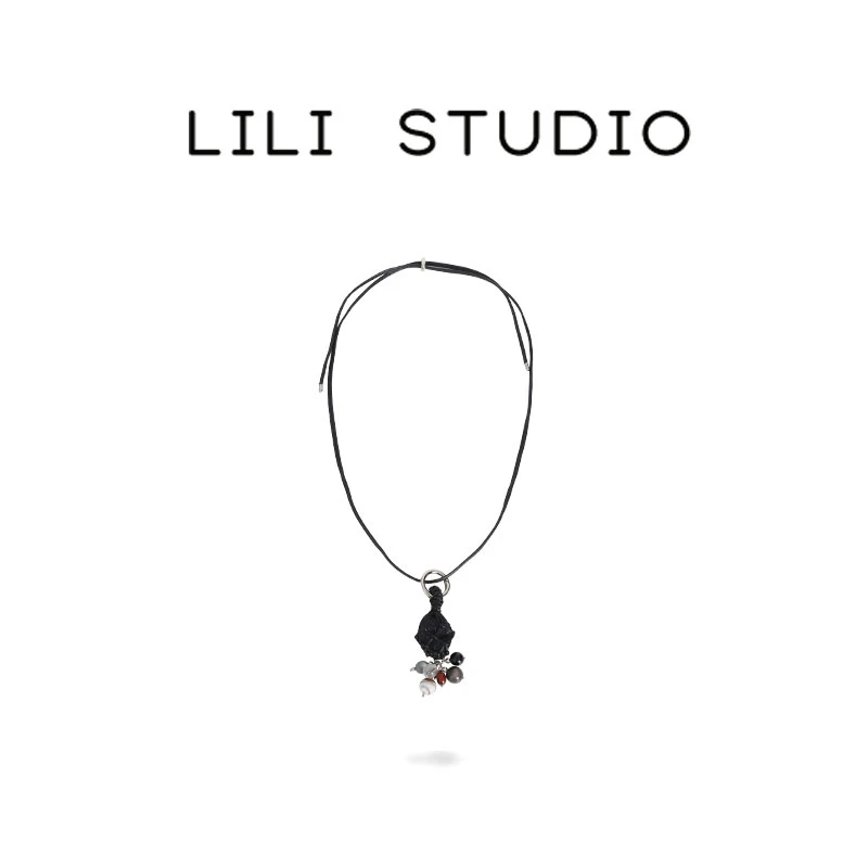 非金属棉绳项链 「曜黑连珠」不理理冬季新款小众女装串珠装饰项链