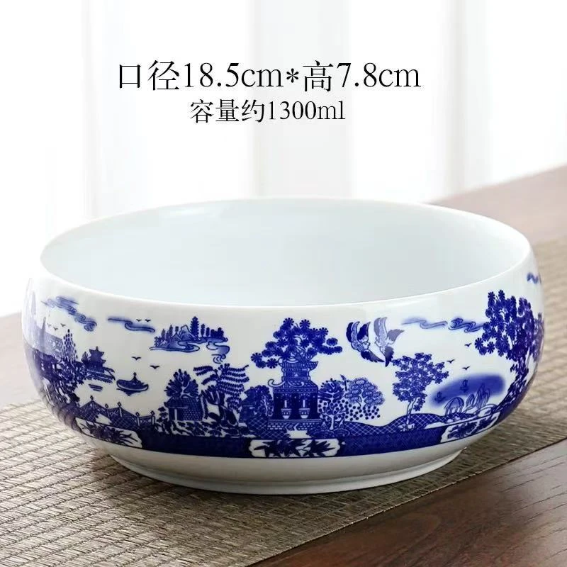青花园林山水茶洗茶渣缸杯洗笔洗-4399