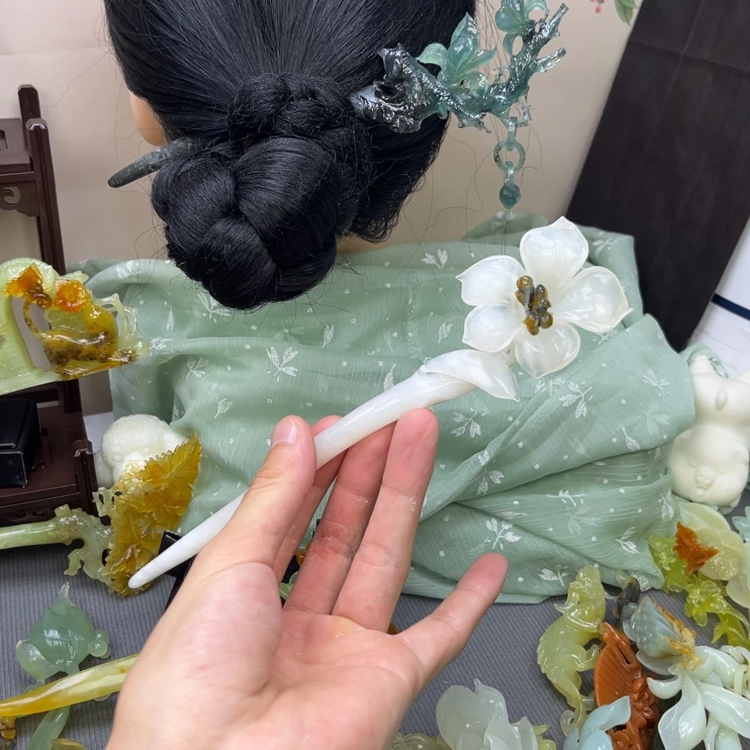 蛇纹石玉合金发饰