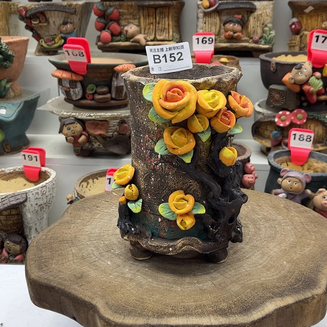 花盆152白狐花盆手捏