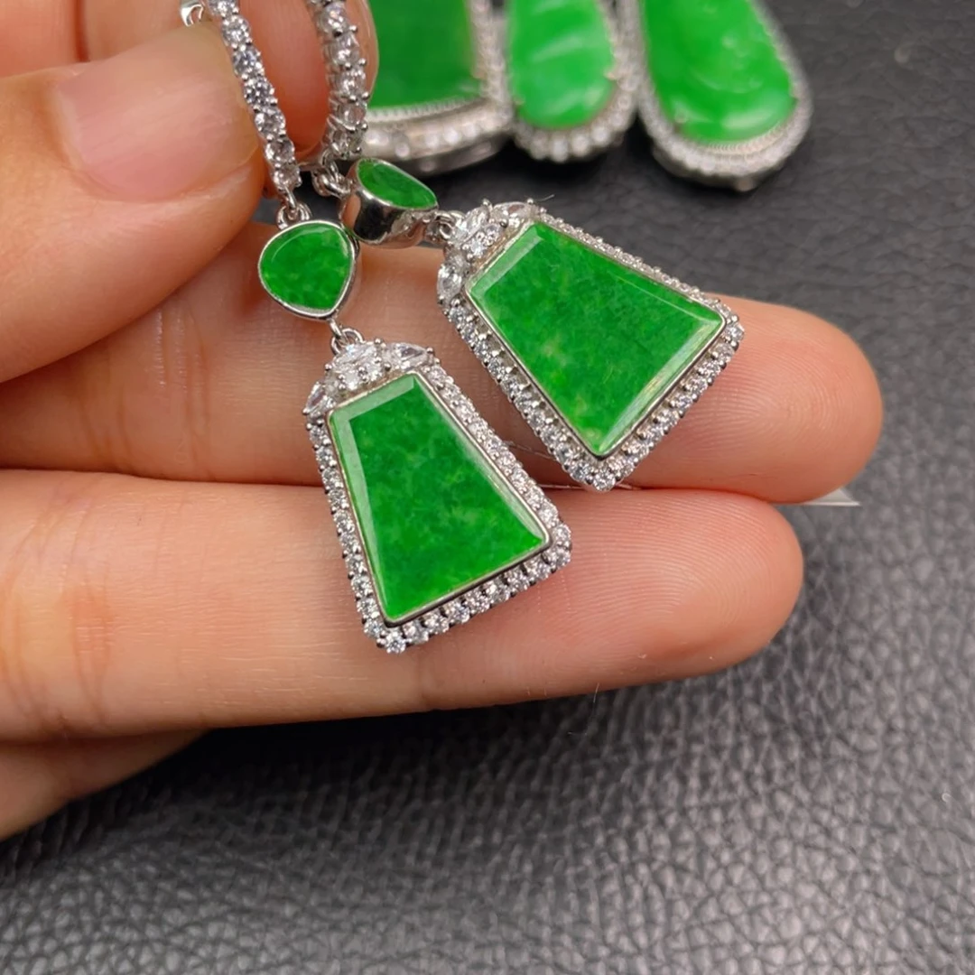 翡翠吊坠(不含链)银S925镶嵌