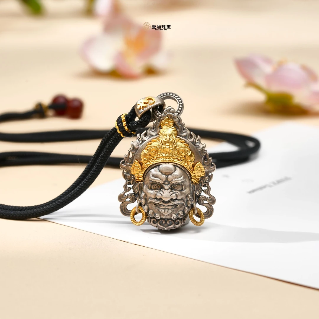 925银银制品 壹加小青|银镶大黑天吊坠多样性发其一0419J