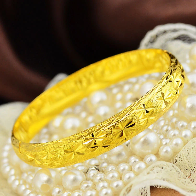 合金手镯 时尚磨砂经典满天星仿金手镯女款气质古法时尚妈妈素款