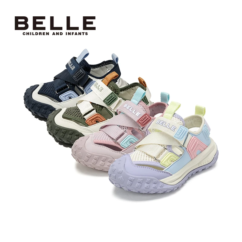 百丽儿童夏季新款男女童户外休闲童鞋防撞包头凉鞋透气RK0022