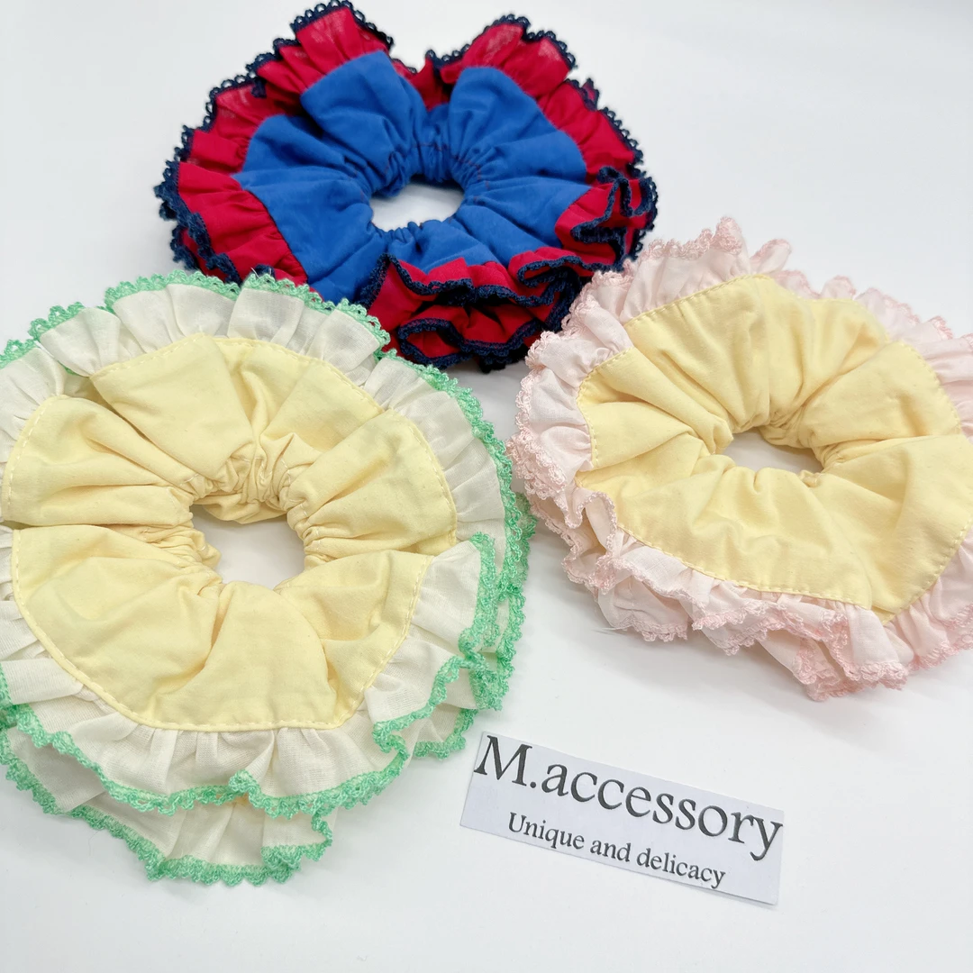 Mi33  高级感拼色花边大肠发圈 Q05064Q20