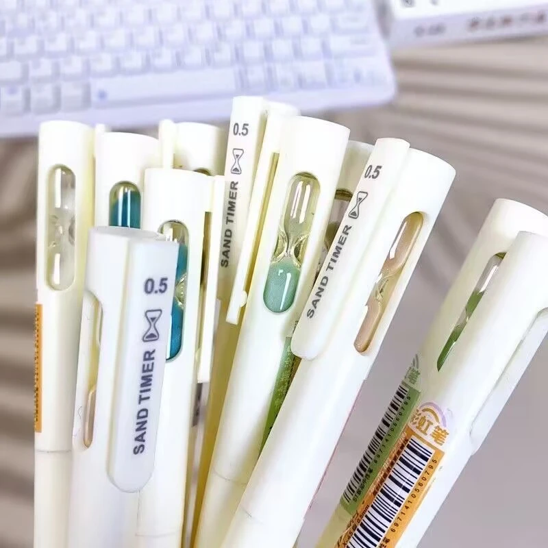 时间沙漏旋转中性笔高颜值0.5mm速干刷题笔学生专用漂流瓶签字笔