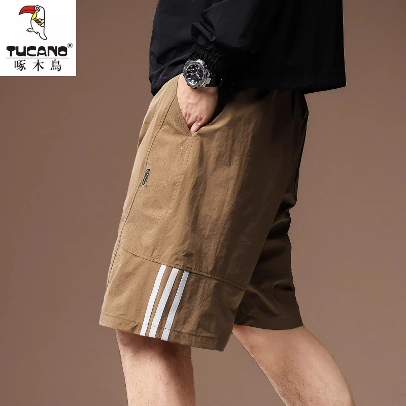 高端美式户外拼接速干工装短裤男士夏季新款抗皱透气运动五分中裤