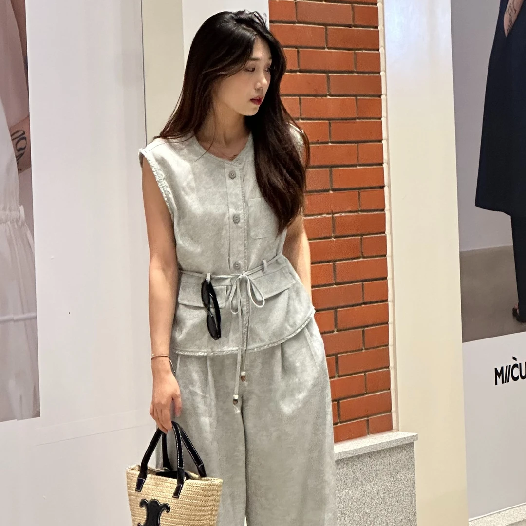 【XIXI自制】三色轻奢亚麻套装水洗色薄款上衣➕高级感直筒裤