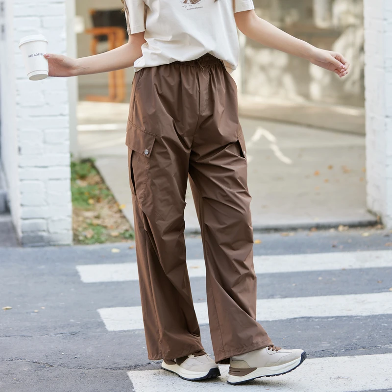 风笛2025夏季新款工装裤休闲运动长裤子女宽松直筒裤户外登山徒步