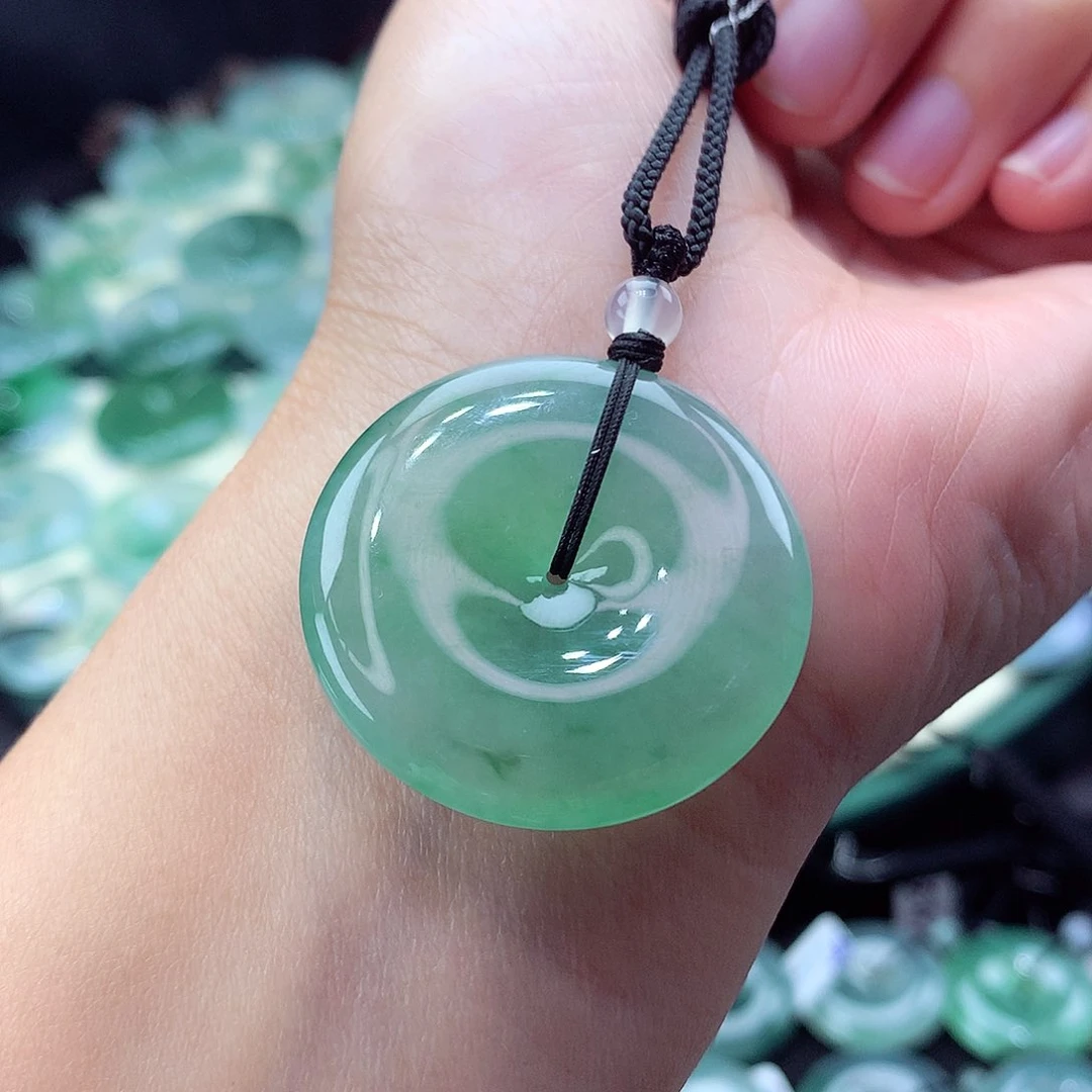 翡翠未镶嵌颈饰编号34-尺寸31.7/5.8