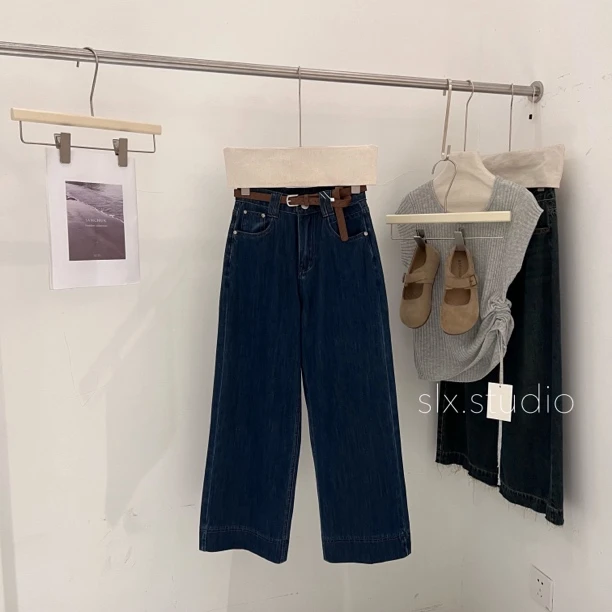 slx@ 95851 四面弹阔腿牛仔裤