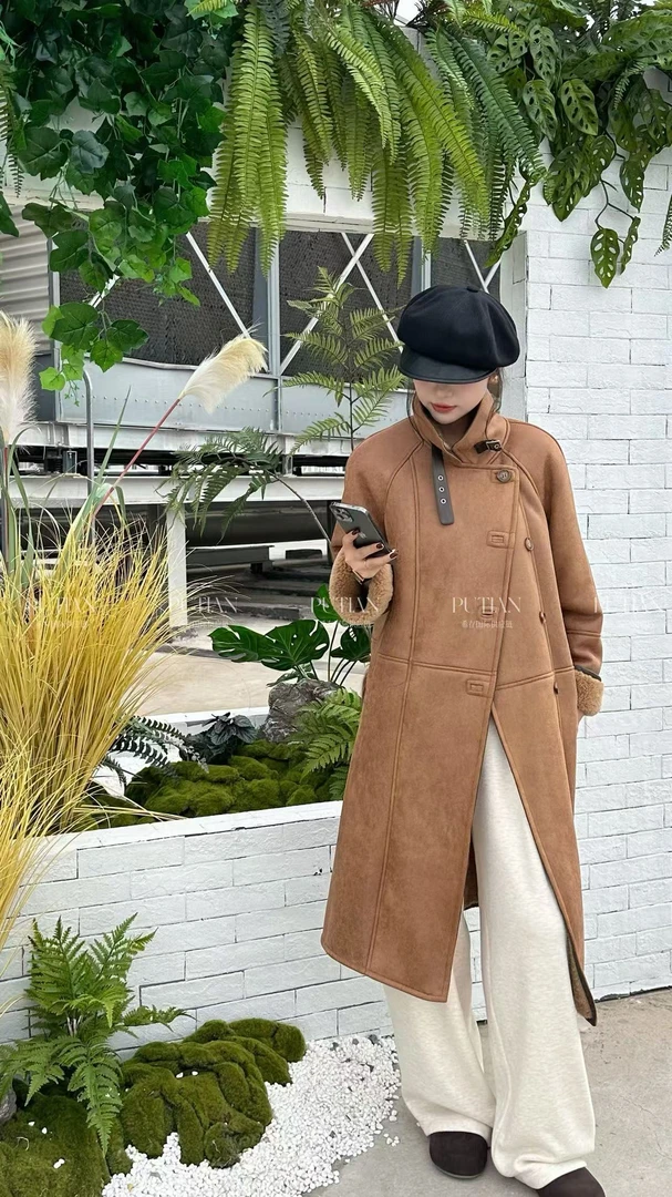 PU TIAN （109#库） 韩版复古毛毛拼接外套 KC