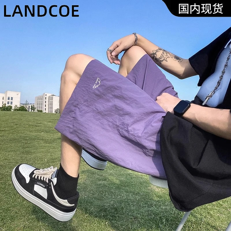 LANDCOE【两件装2件】夏季短裤男款潮牌宽松运动休闲外穿五分裤男生