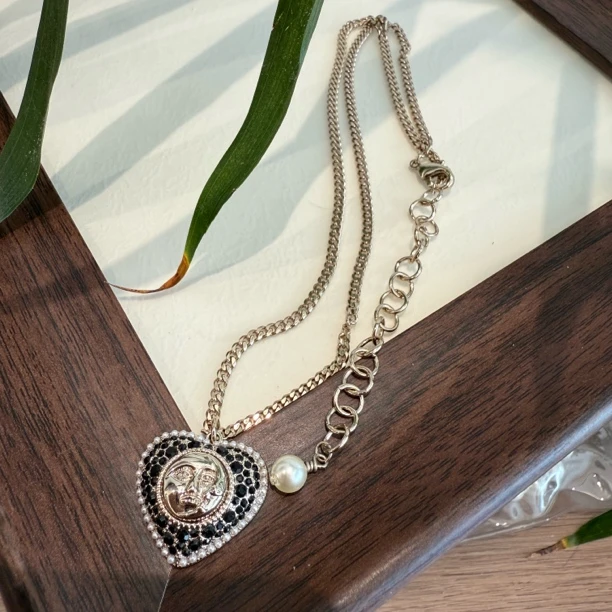 铜合金项链 059简约优雅风镶嵌百搭永恒之心铜合金欧美重工小香风