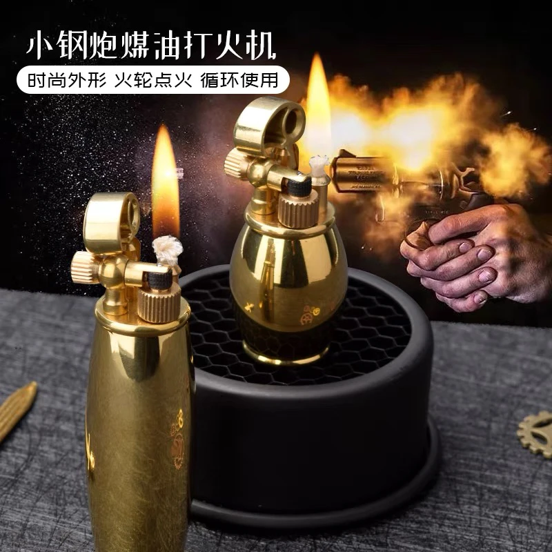战壕黄铜手工抬臂胖墩煤油打火机