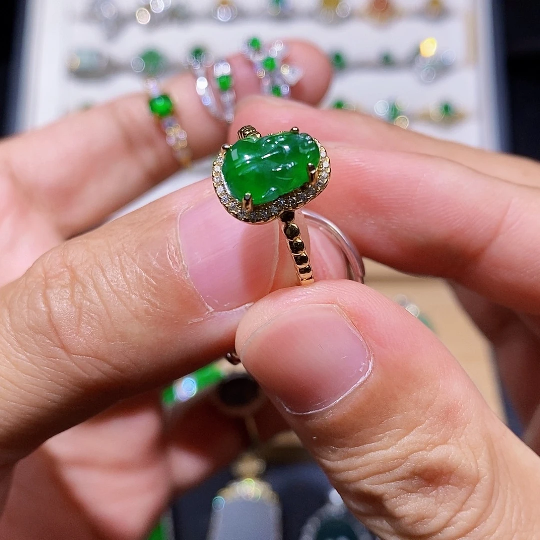 银S925镶嵌戒指翡翠夏*戒指