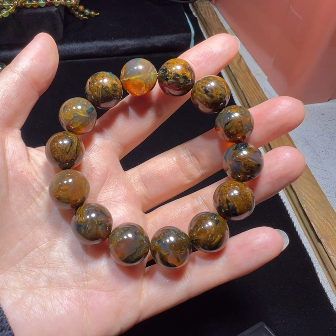 未镶嵌琥珀手串特色金底溶洞15规格