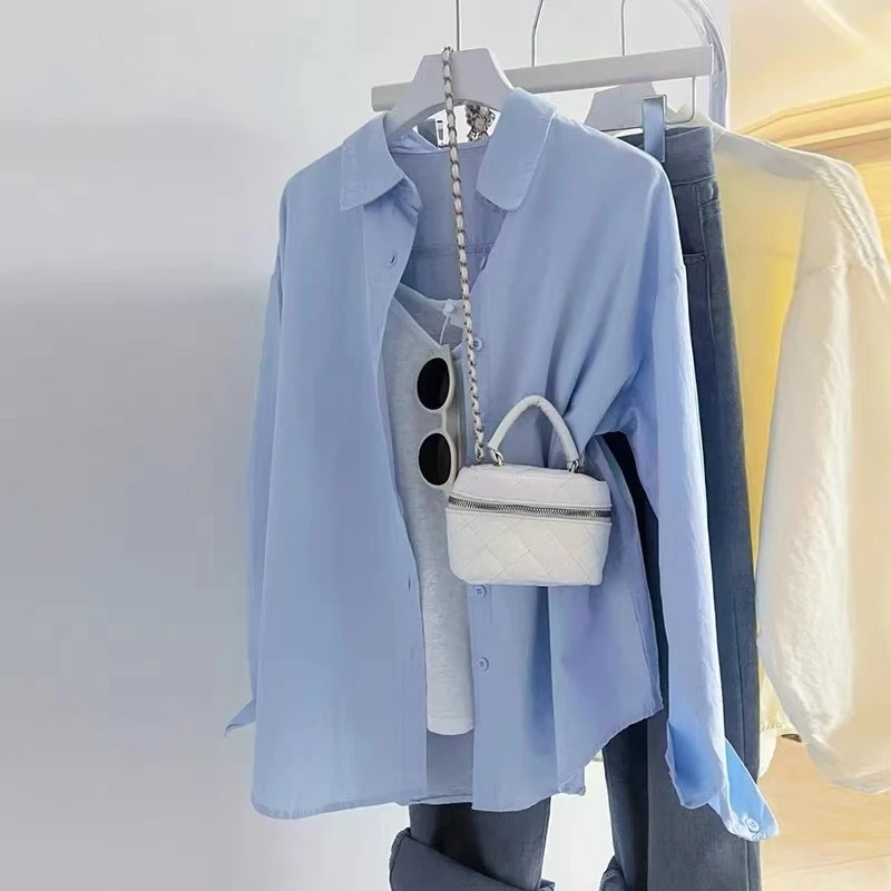 【100棉】百搭棉衬衫韩版休闲时尚外搭春夏新款上新女装长袖衬衣