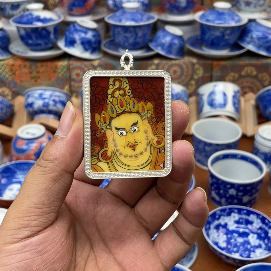 景德镇手绘  陶瓷唐卡红财神