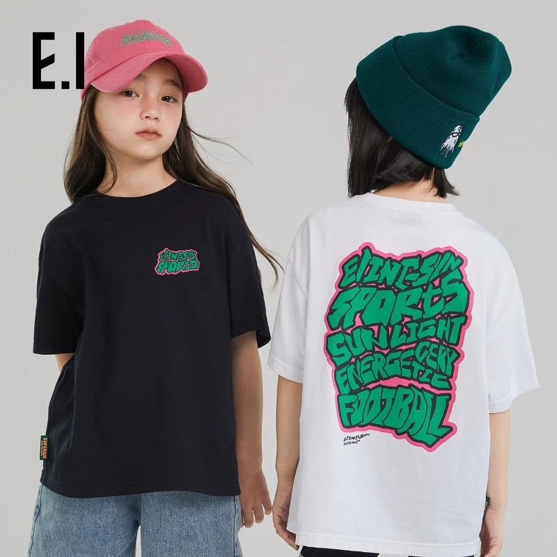 ei童装女童夏装T恤男童潮酷短袖潮牌洋气大童纯棉上衣D8242662884