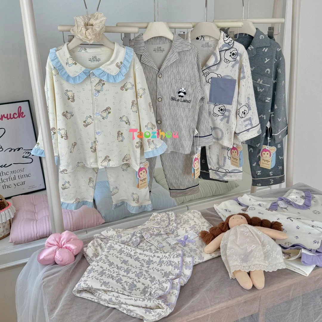 【桃子猴】25年秋款儿童纯棉家居服套装H2010