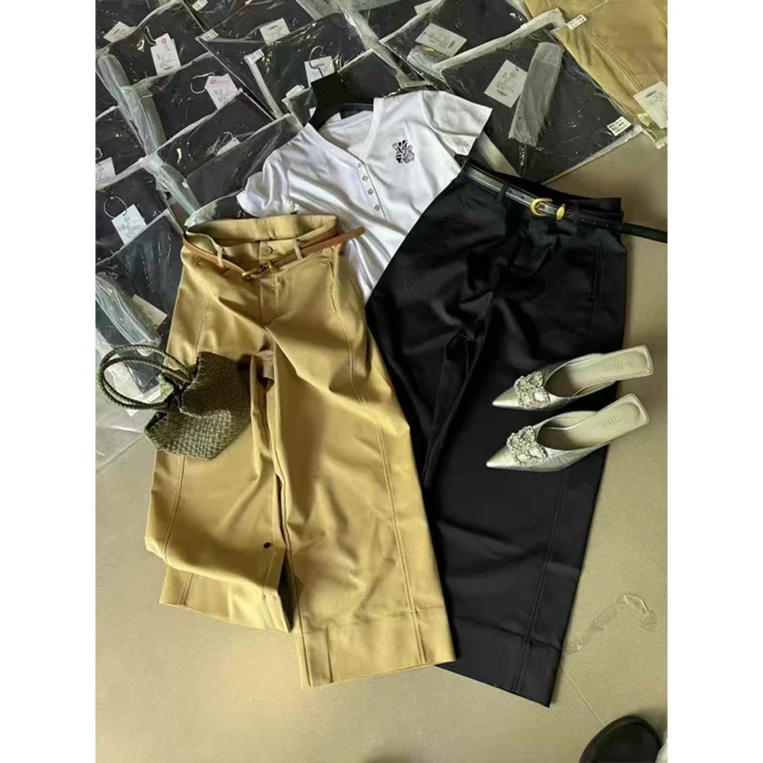 《传奇西裤》夏季新款高腰79116直筒休闲裤宽松百搭女裤薄款九分裤