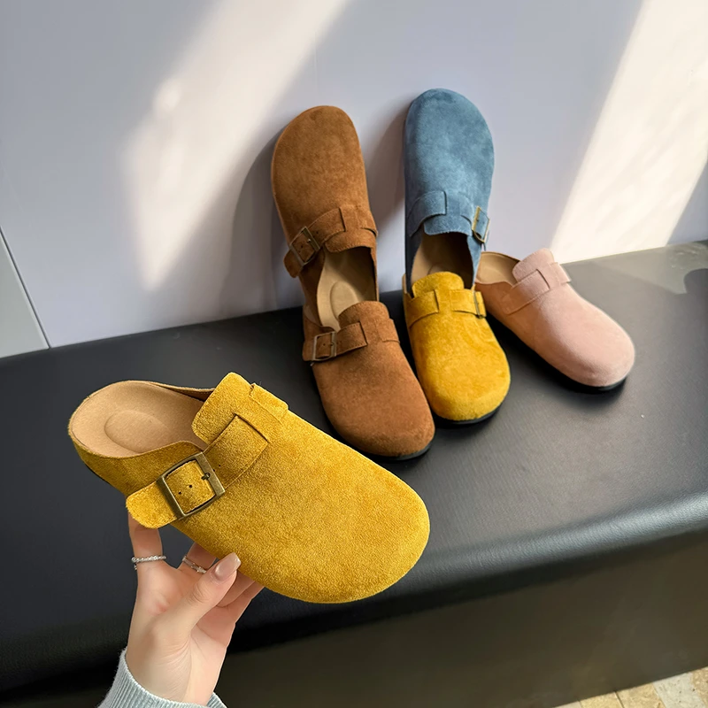 35-43码大码柠檬黄勃肯鞋女夏2025春季一脚蹬包头半拖鞋百搭拖鞋