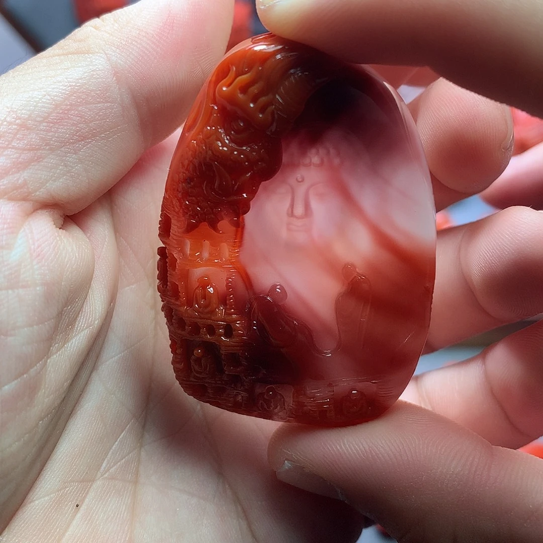 未镶嵌1南红玛瑙意境佛窟牌子