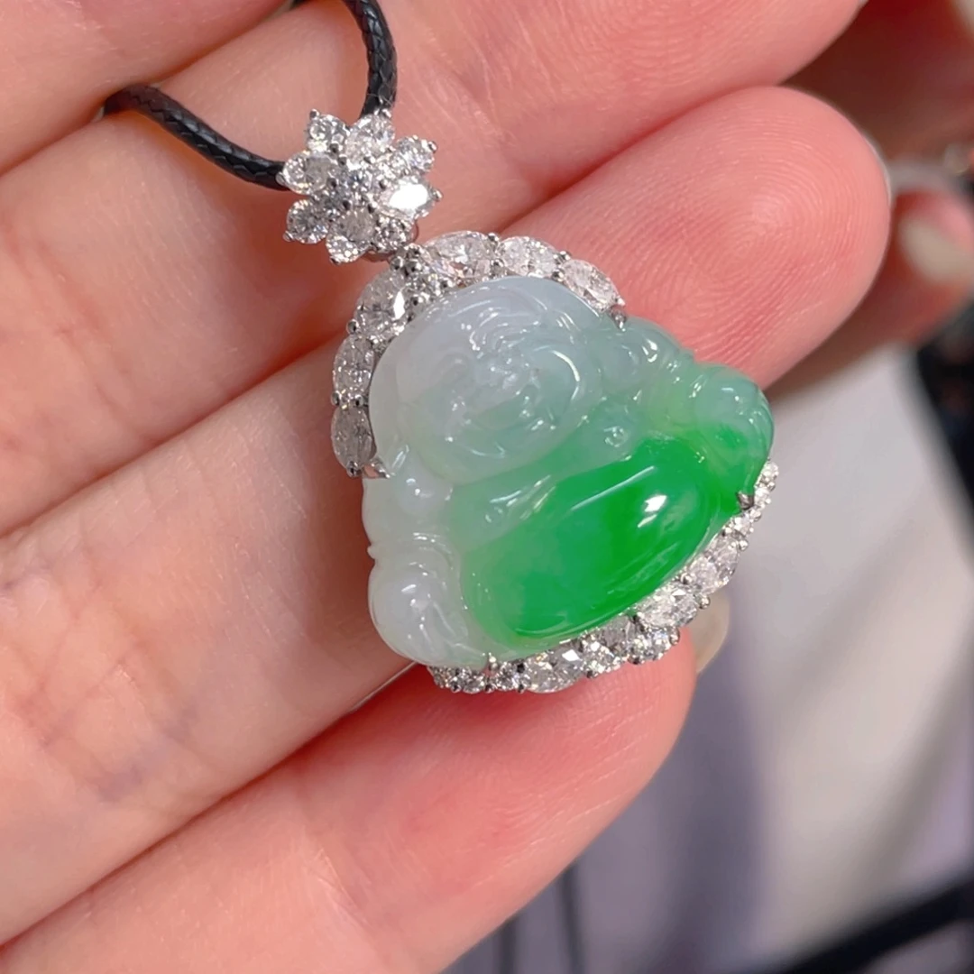 翡翠18K金镶嵌吊坠(不含链)