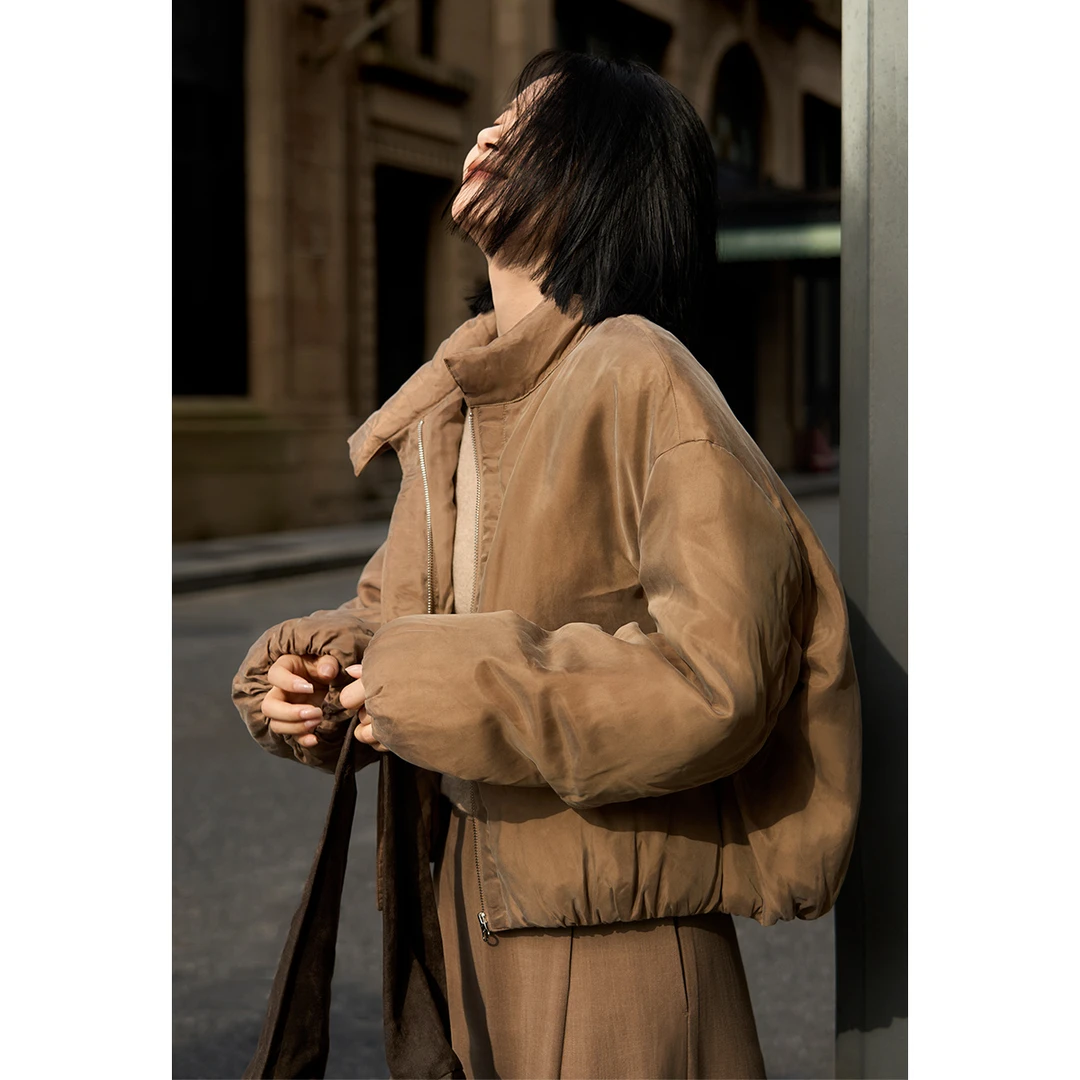 蛋壳鹅绒服 50+铜氨丝滑雾光泽立领磁吸扣羽绒外套YRB861401VG