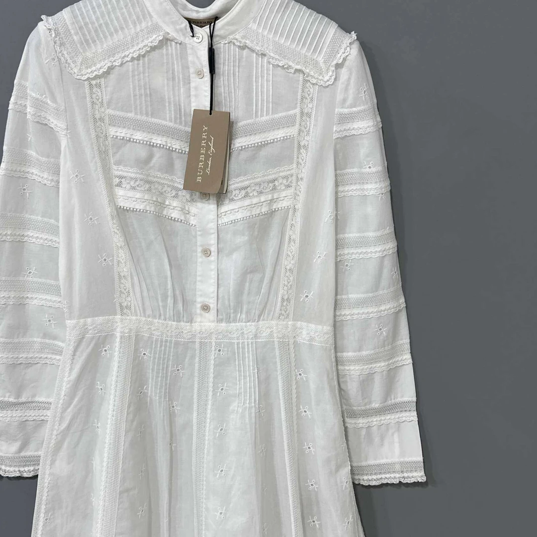 全新未使用 BURBERRY/博柏利 长袖花边连衣裙/UK5/66544