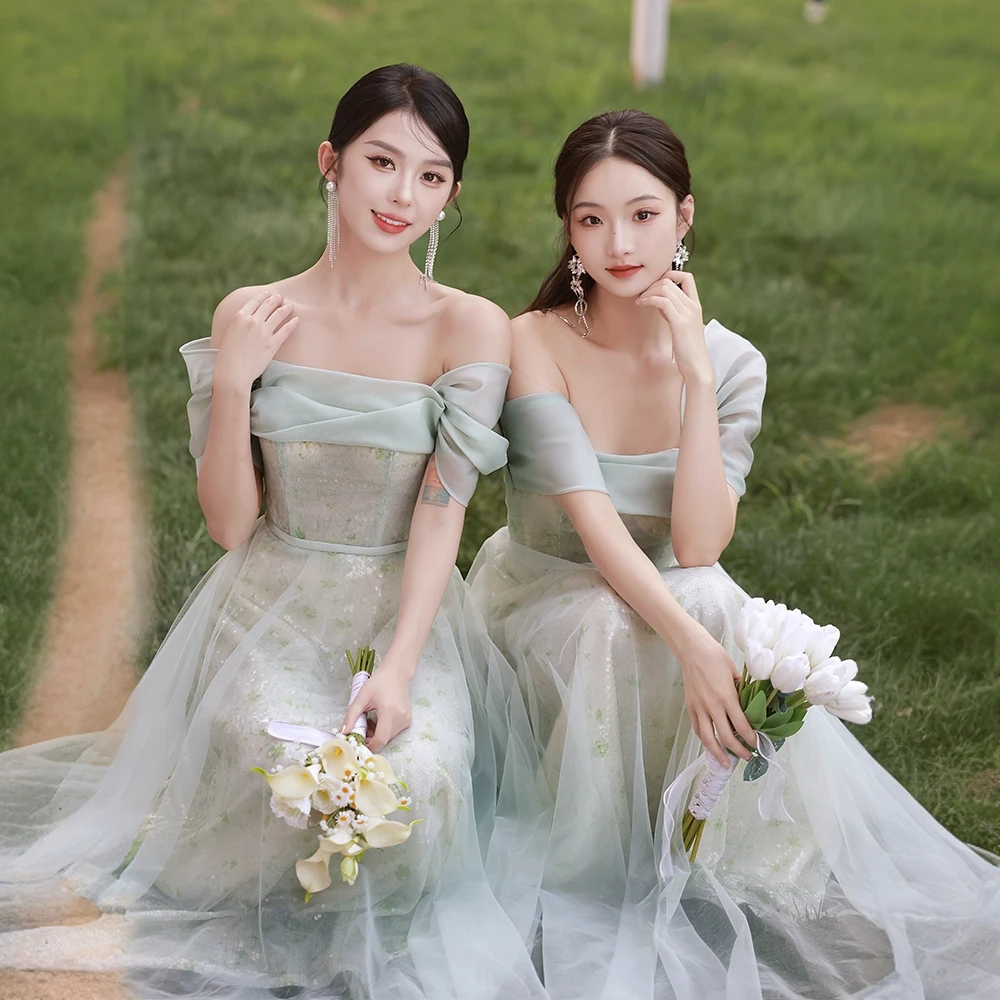清~NO退NO换~全新~演出服2025新款高级小众绿色婚礼姐妹团伴娘服