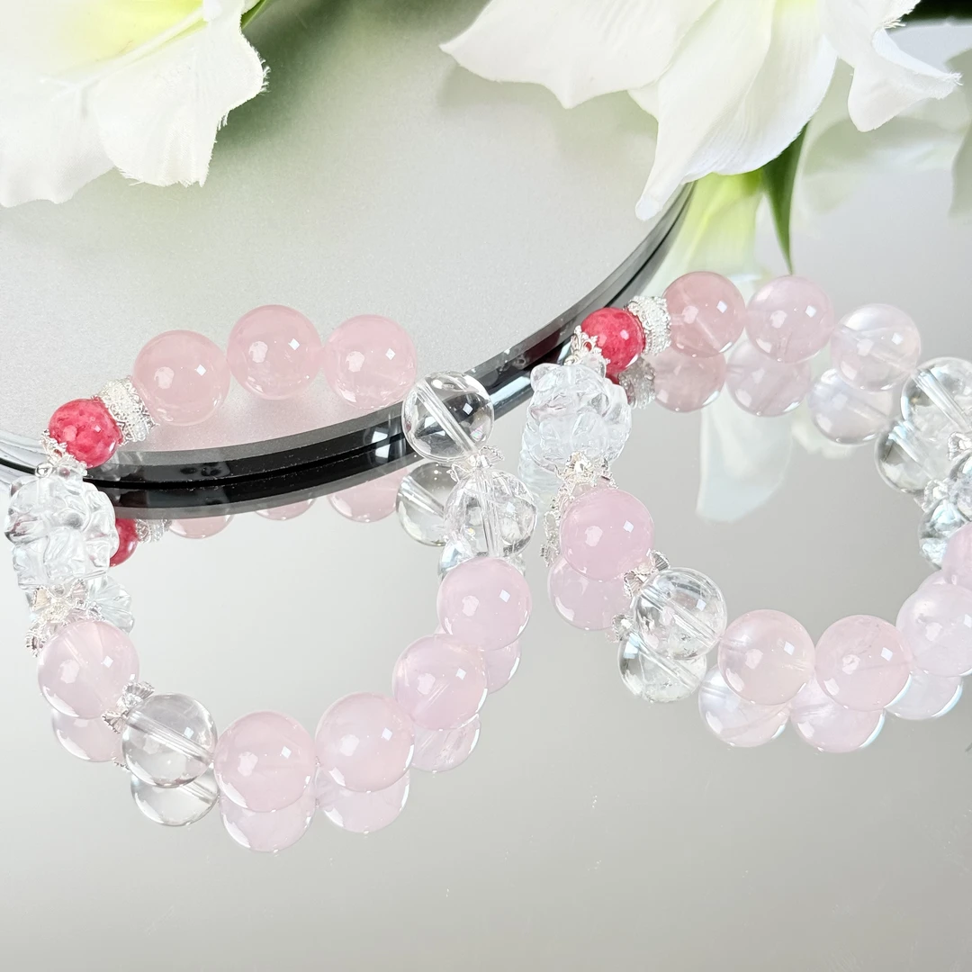 【宠爱】白水凤九粉晶白阿塞14mm手串面小仙多样性发其一