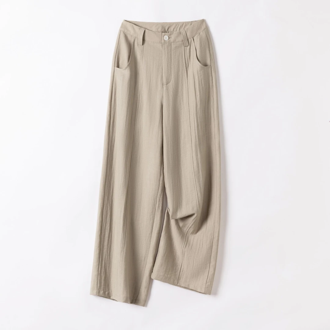 2025显瘦高腰00019时尚百搭夏季宽松垂感纯色秋季卡其休闲长裤