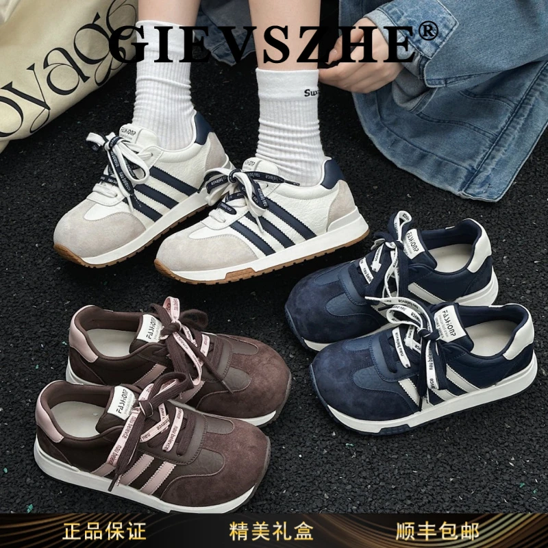 纪诗哲女鞋韩版丑萌大头德训2025秋季新款舒适百搭休闲运动阿甘鞋