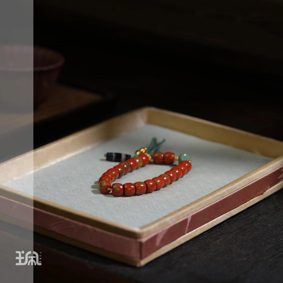 岚夏|南红*手串*18K金镶嵌XYC25030116多样性发其一