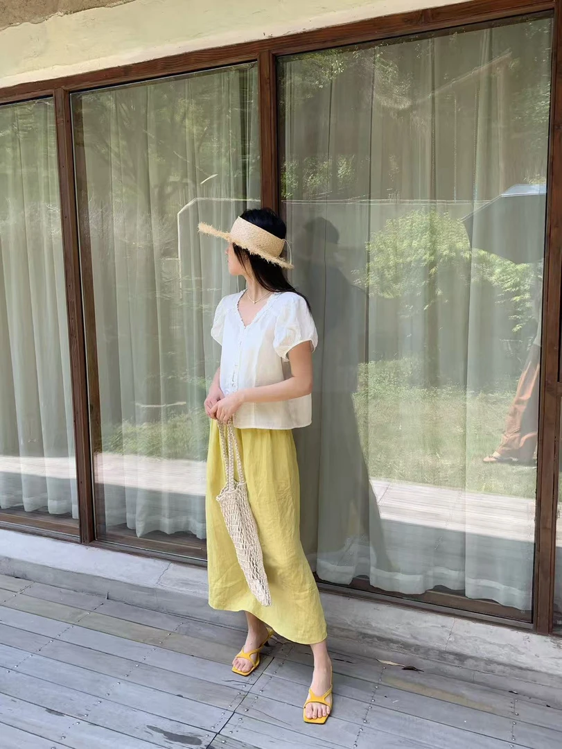 恩熙·夏季新款木耳边花边短袖上衣小衫20265