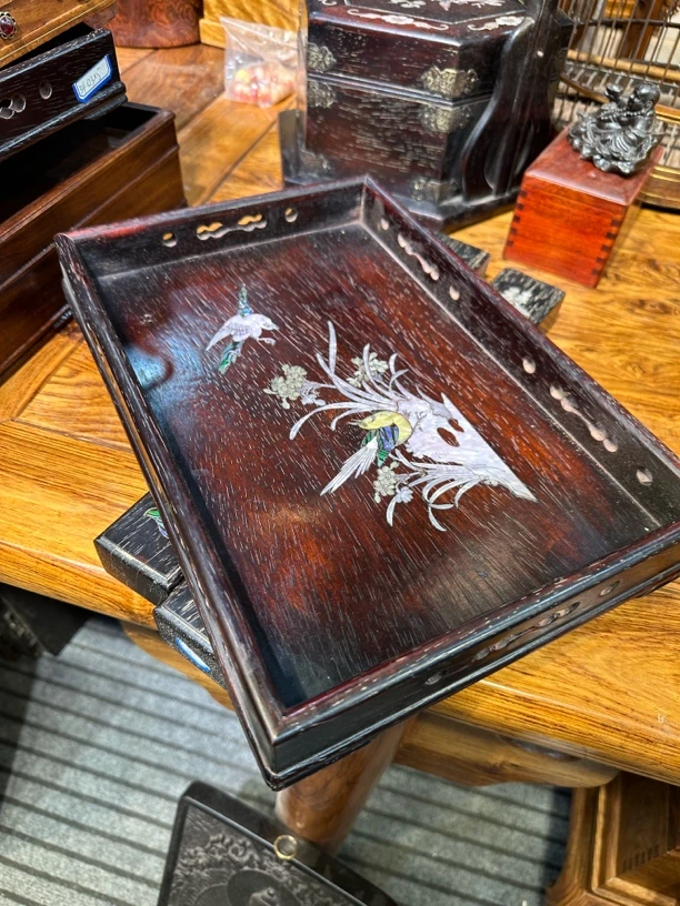 紫檀茶盘 螺钿邵氏紫檀工艺链接