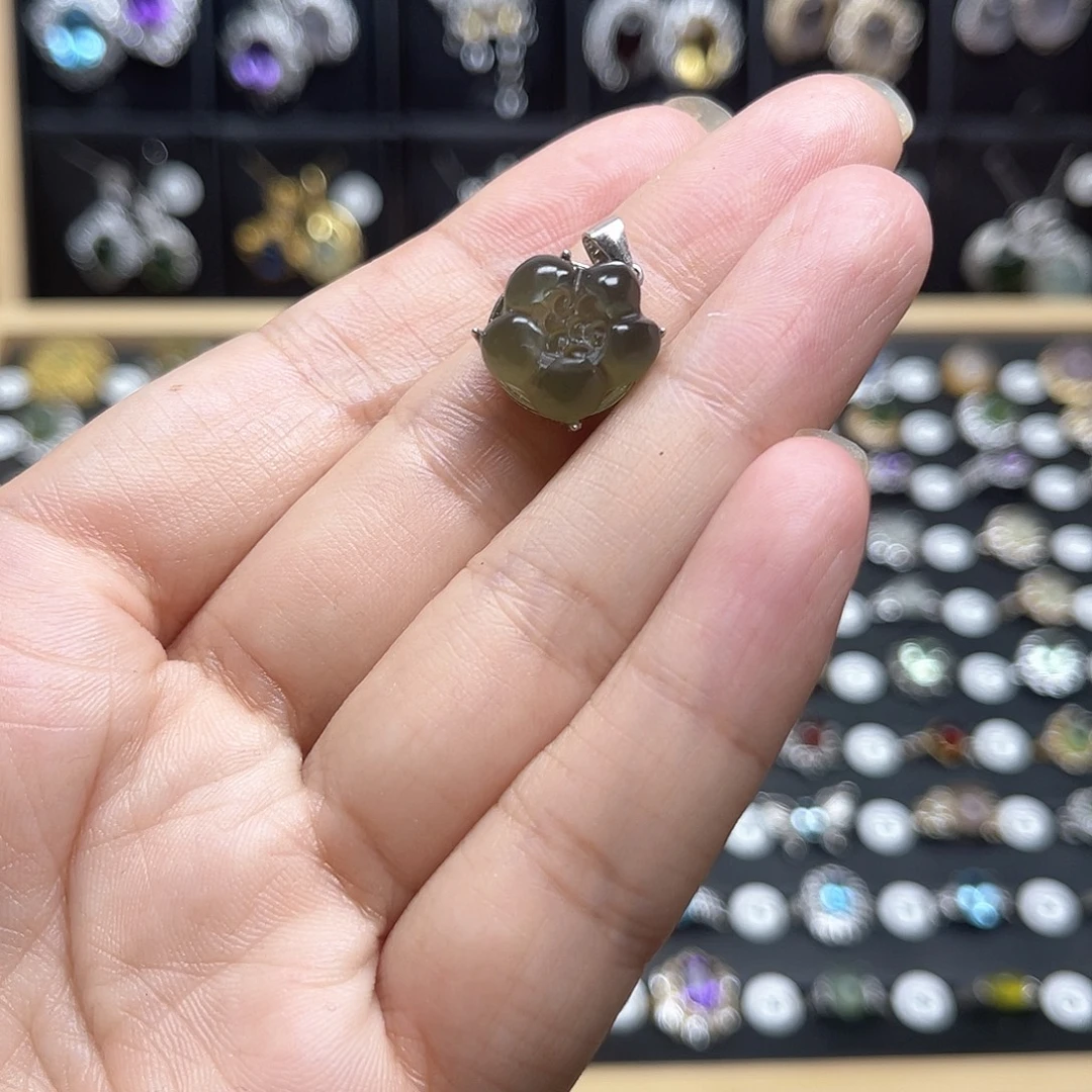 蛇纹石玉银S925镶嵌戒指