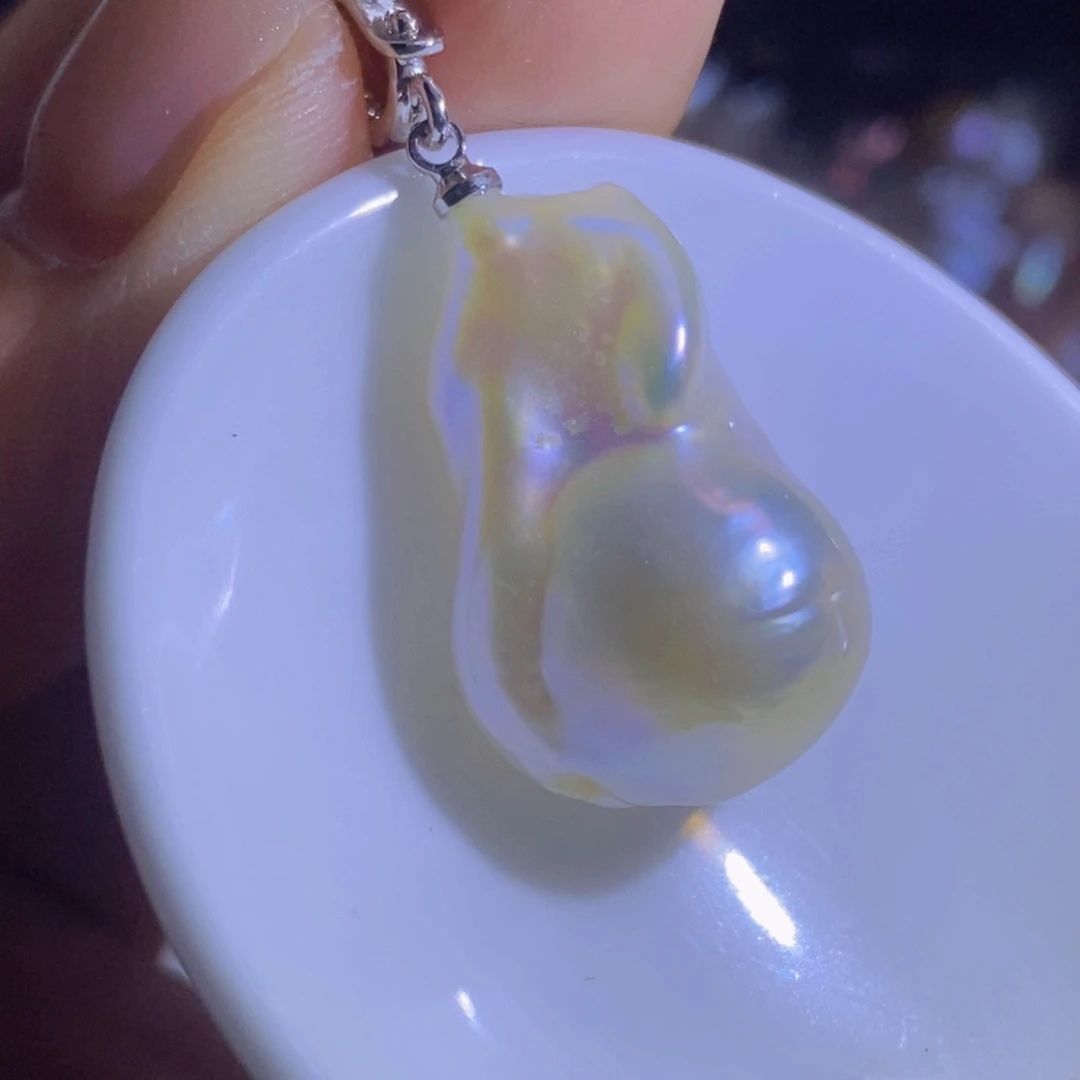 银S925镶嵌淡水珍珠微瑕