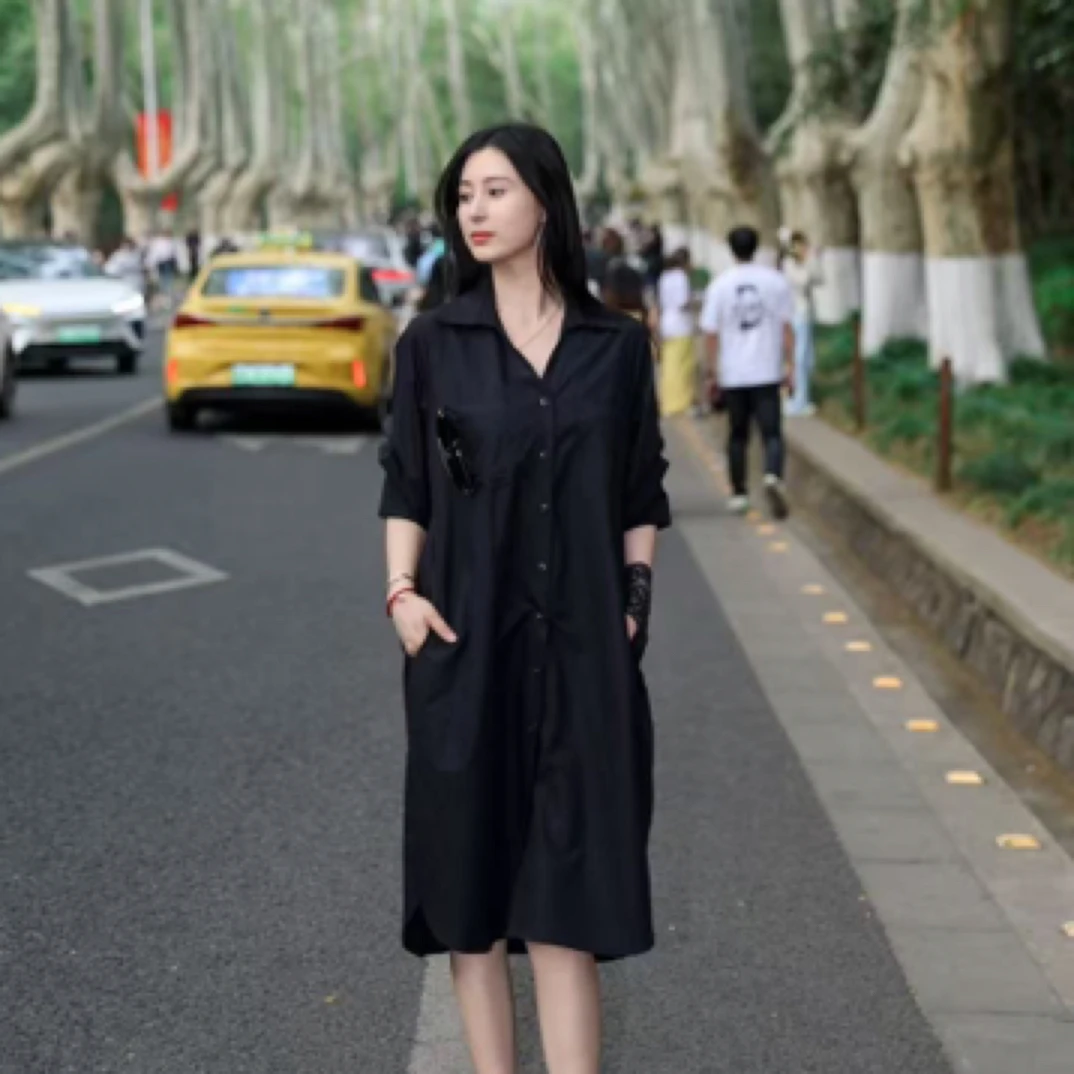 王姐推荐H型裙中长裙夏季宽松腰连衣裙百搭时尚