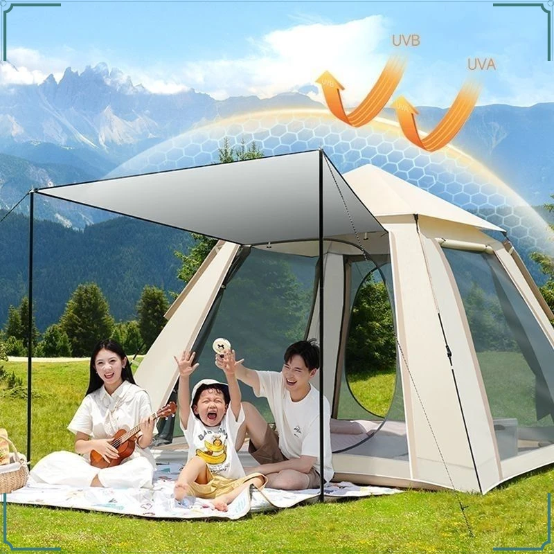 帐篷户外便携式折叠露营装备野营过夜野外野餐自动速开大加厚防雨