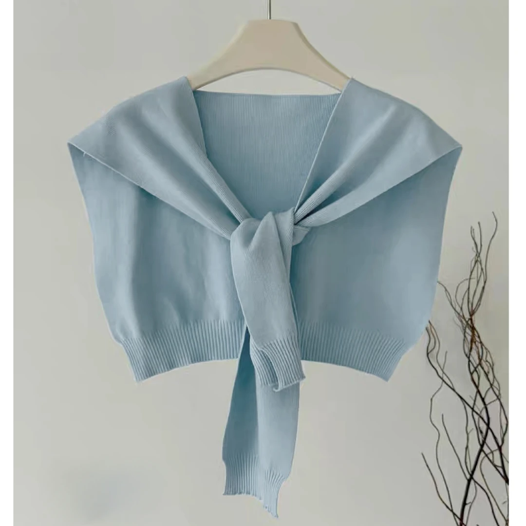 2025新款纯色针织披肩外搭女韩版百搭护颈装饰坎肩7242