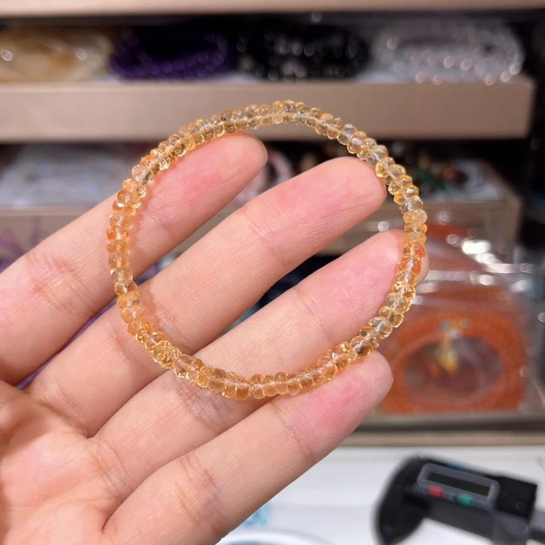 水晶手链银S800镀金镶嵌黄水晶001