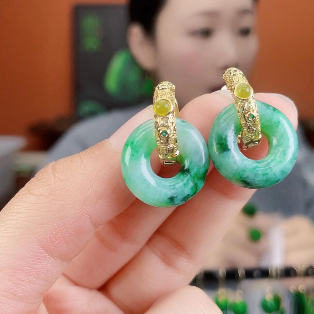 翡翠未镶嵌耳饰饰品