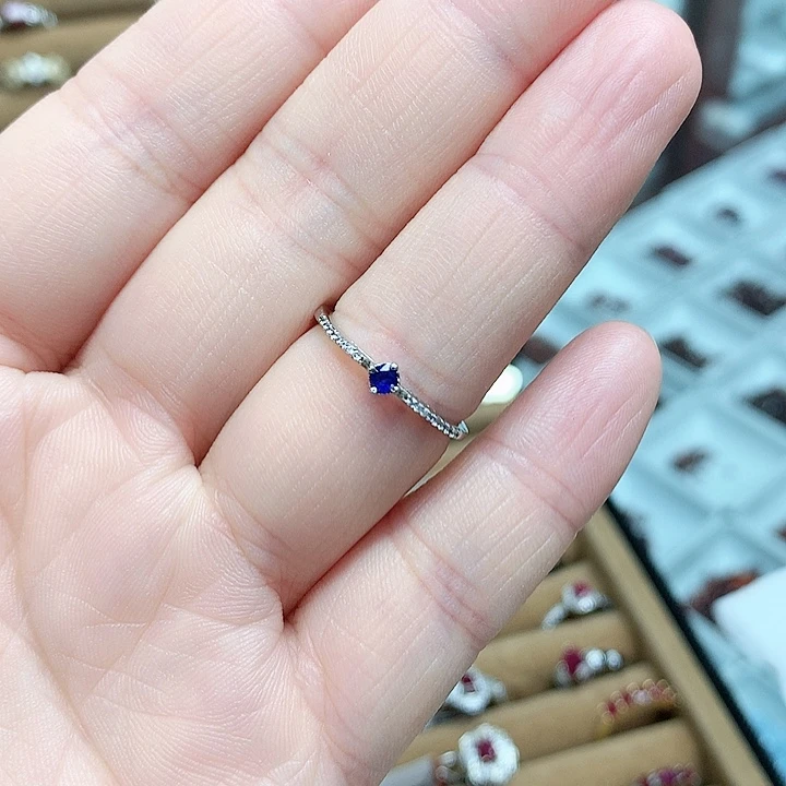 戒指蓝宝石银S925镶嵌
