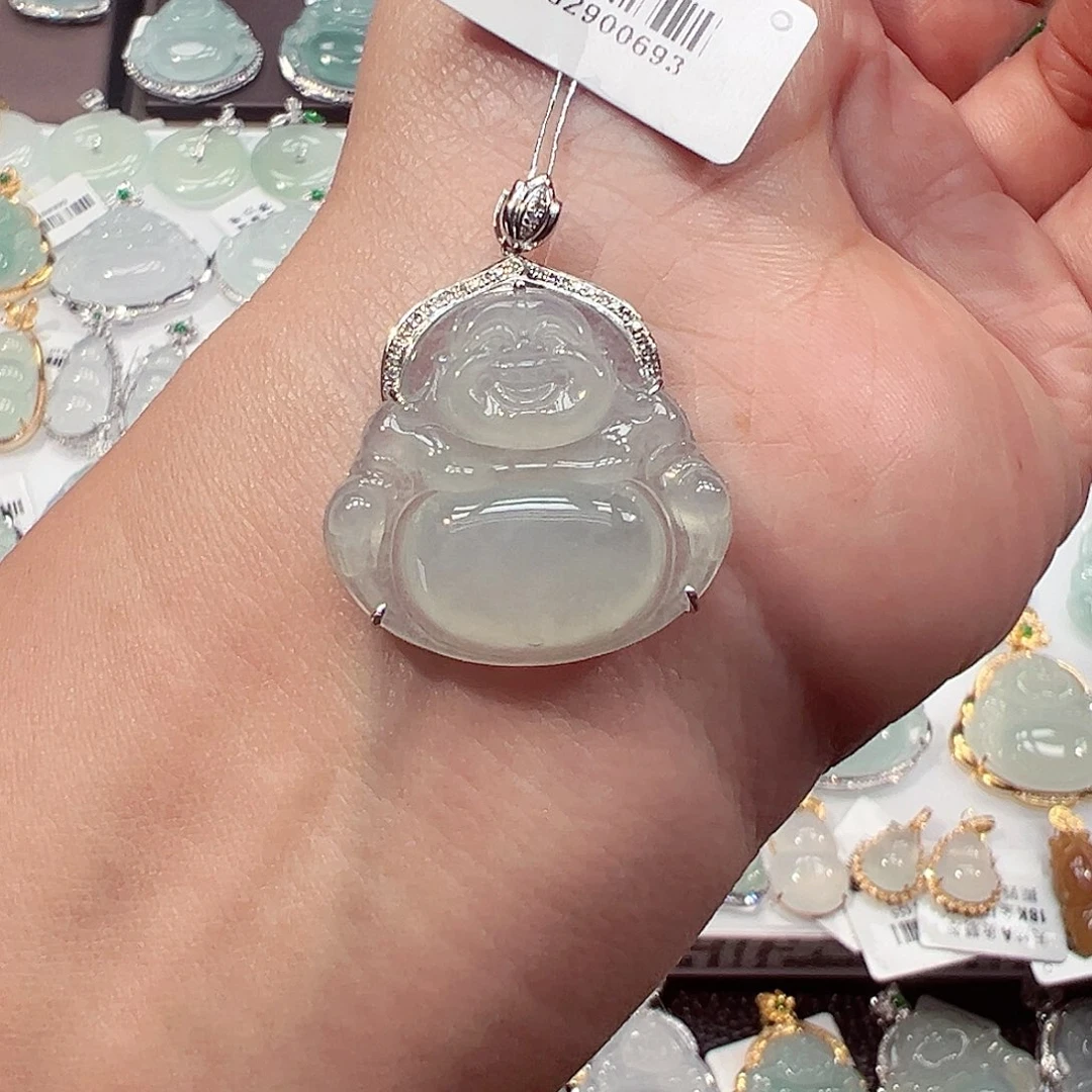 吊坠(不含链)18K金镶嵌翡翠佛公